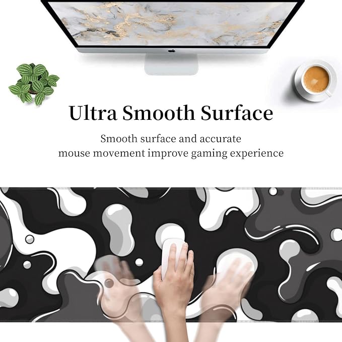 Black and White Gaming Mouse Pad, Large Mouse Pad for Desk Mat XXL XL Mousepad, Big Keyboard Pad Office Desk Accessories Decor