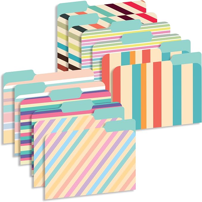 Decorative 1/3 Cut Tab File Folders (Stripes)