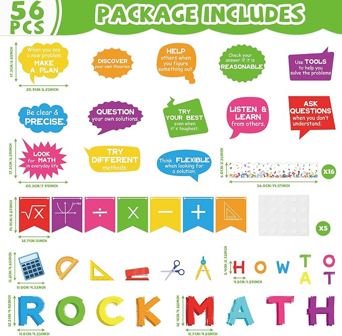 party greeting How to Rock at Math Bulletin Board Set Maths Classroom Decoration Mathematics Paper Cutouts Math Bulletin Board Border for School Educational Wall Decor Teacher Back to School Supplies