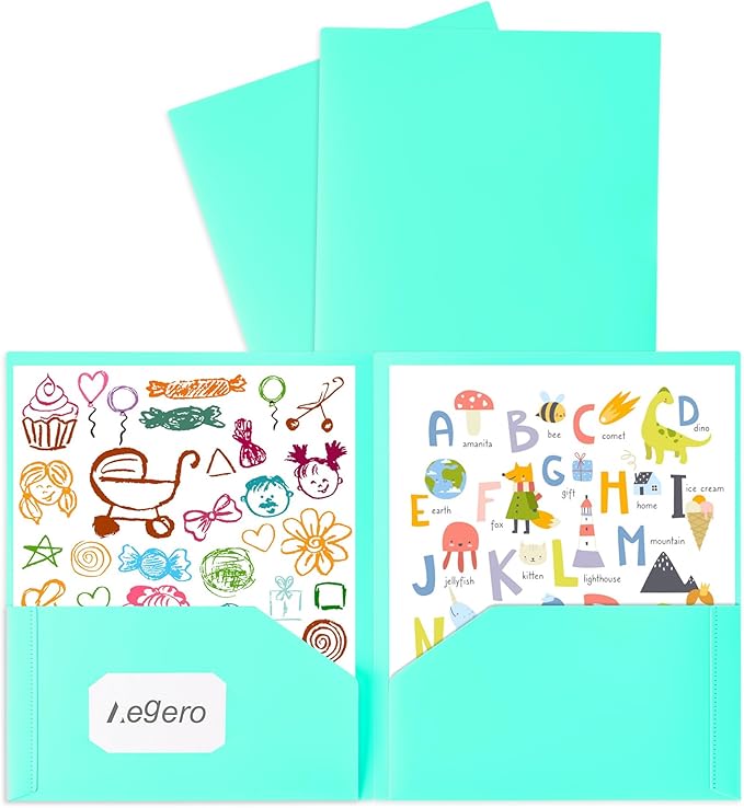 Aegero Plastic Folders with Pockets (7 Pack, Milky White), Durable Heavy Duty File Folders with Business Card Slot, 2-Pocket Folder for Schoolwork & Office,Letter Size