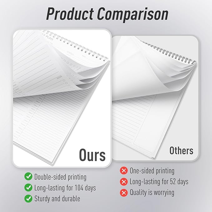 24 Hour Daily Planner with To Do List for Work & Personal Life,105 Days for Productivity Planner, No Bleed Everyday Planner, Daily Schedule, 6.5 x 9.8