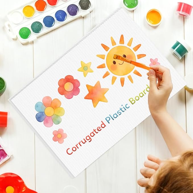 Corrugated Plastic Poster Board 11" x 14", 10 Pack White Corrugated Plastic Board, 3/16 Inches Thick Poster Sheets for School Projects, Craft, Art, Waterproof Blank Yard Signs for Outdoor