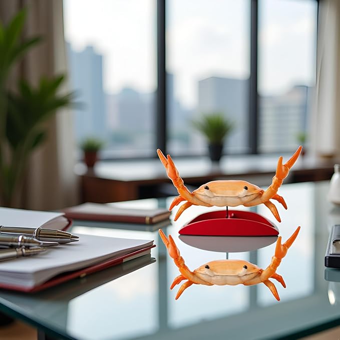 2Pcs Red Creative Crab Pen Holder Weightlifting Crabs Pen Stand Storage Rack, Office Desktop Decoration, Pencil Holders Desk Supplies Holders and Dispensers, Desk Accessories and Workspace Organizers