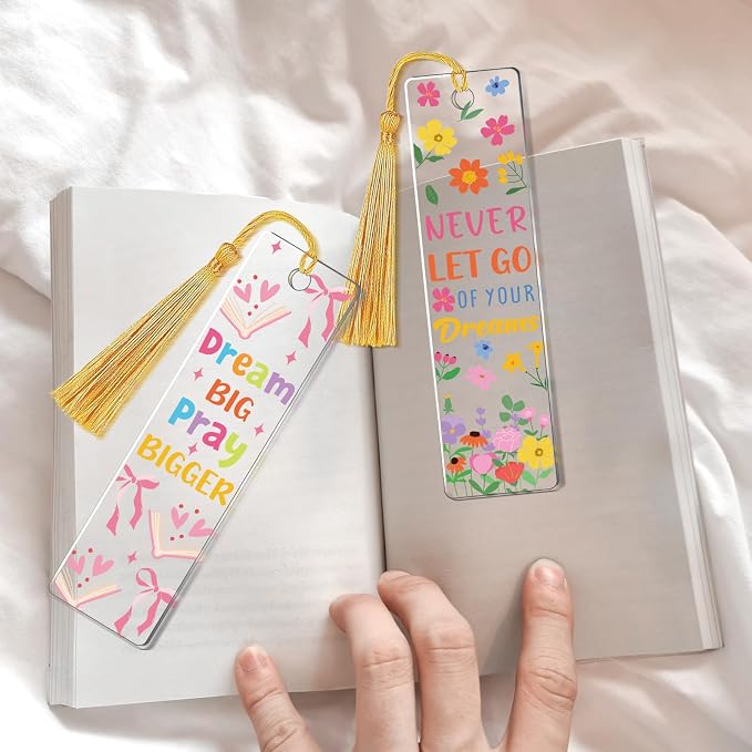 AFRITEE UV DTF Bookmark Wraps - 24 Sheets Mental Health Inspirational Quotes Acrylic Bookmark Blanks Uvdtf Decals, Flowers Butterflies Transfer Sticker Bookmark Double Sided Decal Crafts Decorations