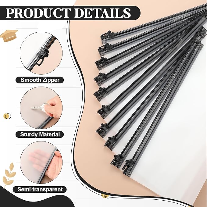 ReliThick 100 Pack Zipper Pouches Bags Bulk 9.5x4.3 Inches Pencil Pouches Case Waterproof Small Zipper Bags for Travel Cosmetics Office Supplies Storage(Black)