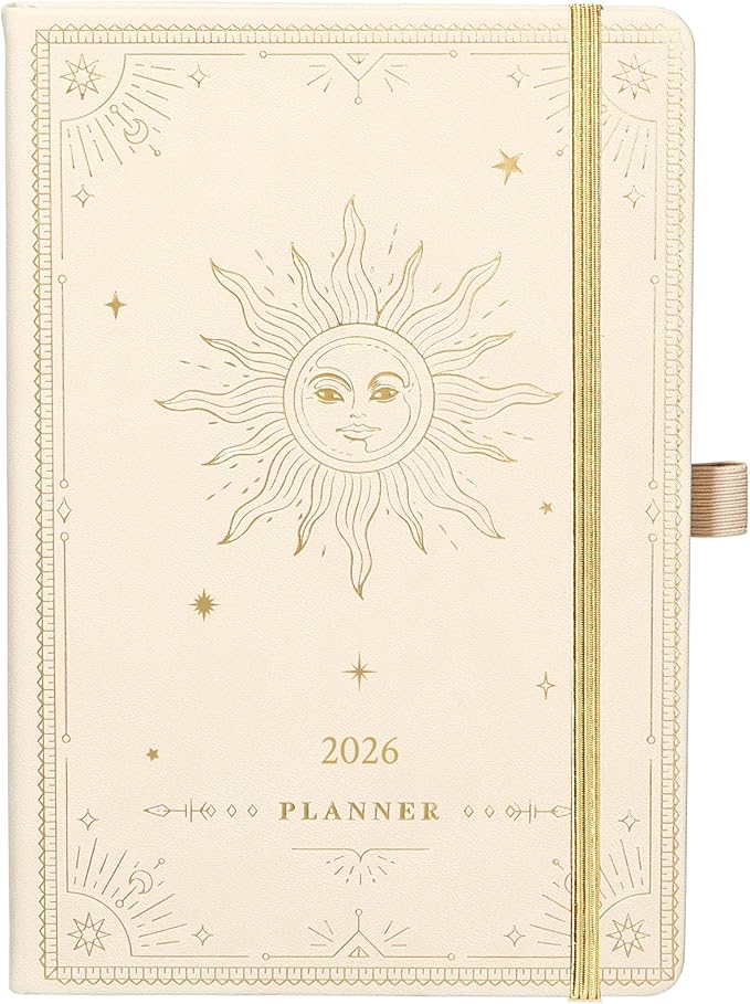 2026 Planner - Planner 2026, Jan. 2026 - Dec. 2027, 5.75" x 8.25", 2026 Weekly and Monthly Planner, Faux Leather planner 2026 with Back Pocket & 40 Notes Pages - Seashell Gold