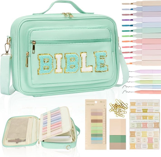 Bible Cover Case for Women Bible Bag Bible Study Supplies Leather Bible Case Western Bible Tote Bag Christian Gifts for Girls
