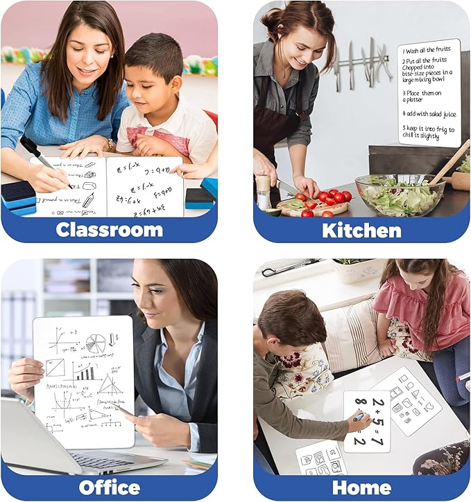 36 Pack Dry Erase Board, 9"x12" Double-Sided White Board with 36 Erasers for Students, Portable & Reusable Small White Lapboards Bulk for Teacher Classroom Homeschool Office School Supplies