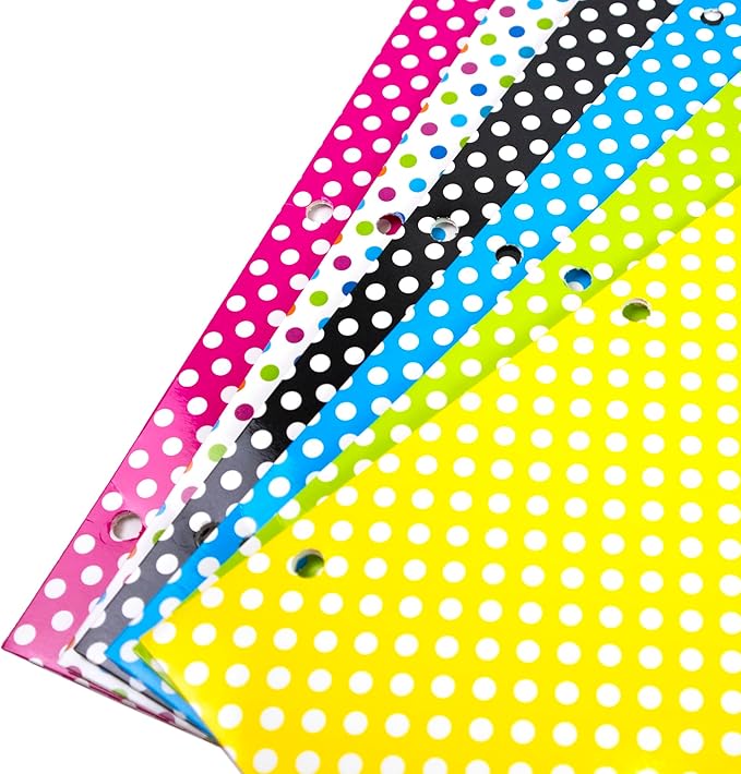 BAZIC Products 2 Pocket Paper Folder, Letter Size Document Organizer for School, Office, Business Use, Polka Dot Design Portfolio Folder for Homework, Reports & Forms, Assorted Colors, 48-Pack