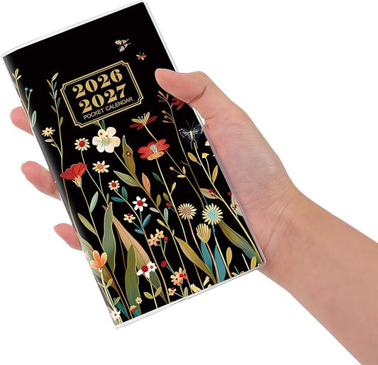 Pocket Calendar 2026-2027 for Purse, 2 Year Monthly Pocket Planner Small Size 6.5" x 3.5", Jan 2026 to Dec 2027 Pocket Calendar for Organizing & Planning (Gilded Butterfly)