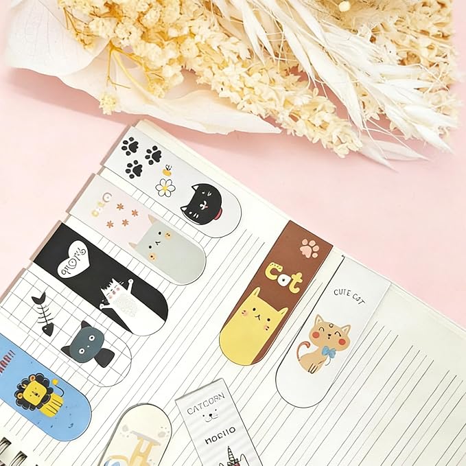 30pc Magnetic Bookmarks, Cute Cat Lover Gifts for Women, Book Lovers, Book Markers for Reading Kids & Adults, Classroom Rewards & Party Favors, Holiday Gifts, 30 Designs Page Markers