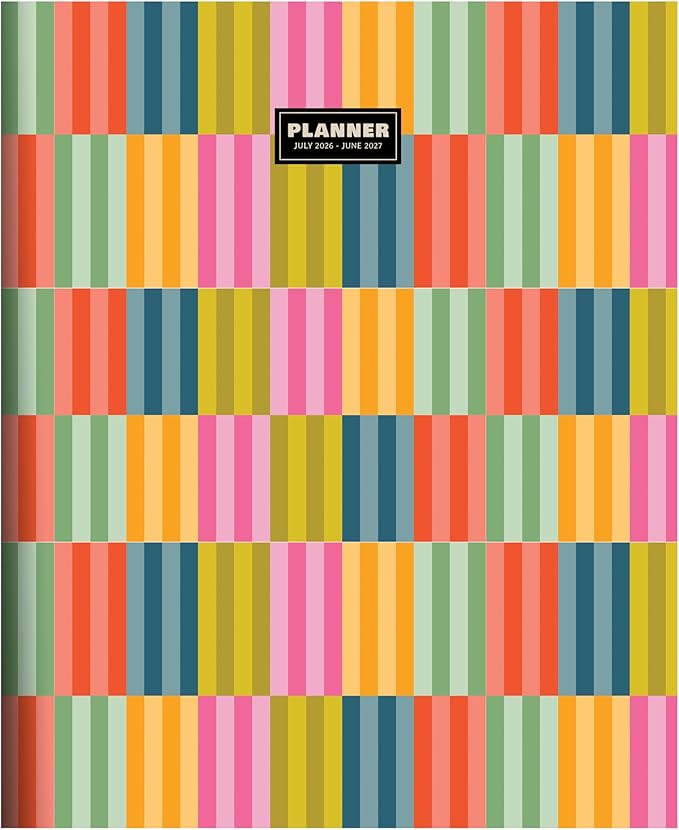TF Publishing July 2026 - June 2027 Blocked Colors Large Monthly Planner with Thick Paper - 12 Month Academic Planner 2026-2027 with 2-Page Spreads, Large Calendar Grids and Prompts - 9in x 11in