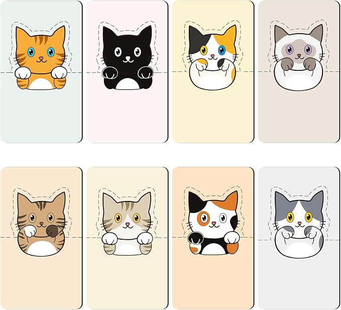 Cute Cat Magnetic Bookmarks - 8 PCs Book Marks for Reading Women Funny Magnet Page Clips for Kids Teachers Students Book Cat Lovers Bookish Readers Birthday Gifts School Office Accessories