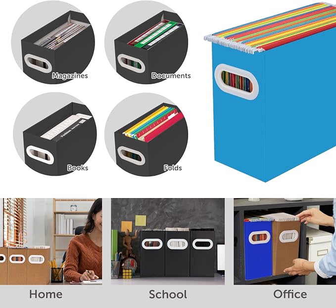 Hanging File Organizer, Cardboard File Folder Organizer for Letter Size, Desk Documents Storage Box, Portable File Folder Holder Boxes for Office, Home, School, Only Box.(2 Packs)