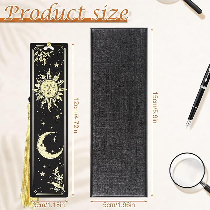 YoeeJob Metal Bookmark for Men Women Kid, Tarot Sun & Moon Book Marker for Book Lover, Unique Bookmarks for Boys & Girls Graduation/Birthday Gifts, Teacher Appreciation Gifts, Reading Present
