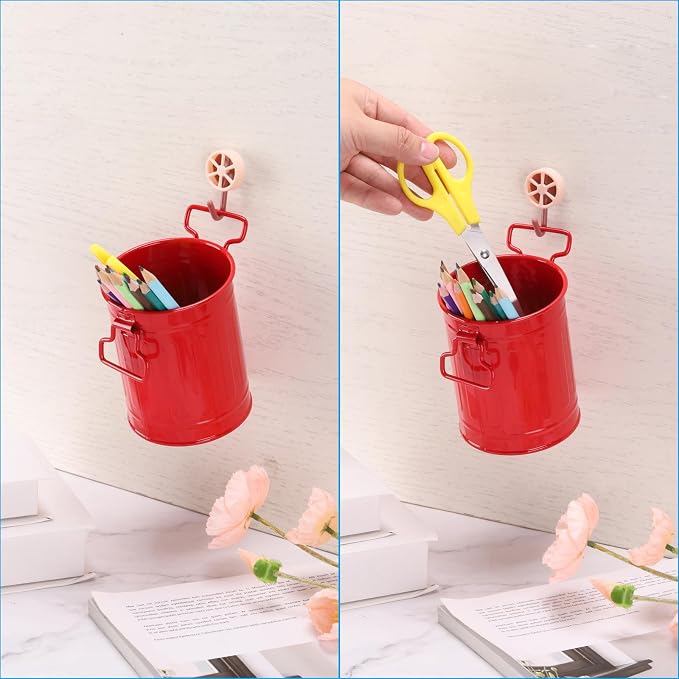 PATIKIL Barrel Pencil Holder, Metal Pen Holder for Desk Pencil Holders Cup Organizer with Handles Makeup Brush Holder Stationery Storage, Blue