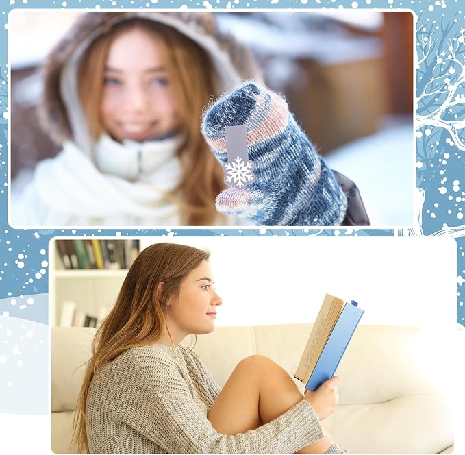 Clabby 48 Pcs Mini Snowflake Magnetic Bookmark Bulk Snowflake Page Clip Magnet Book Page Markers Set for Teacher Appreciation Graduation Book Lovers Students Reader Gifts Office House Supplies 4 Style