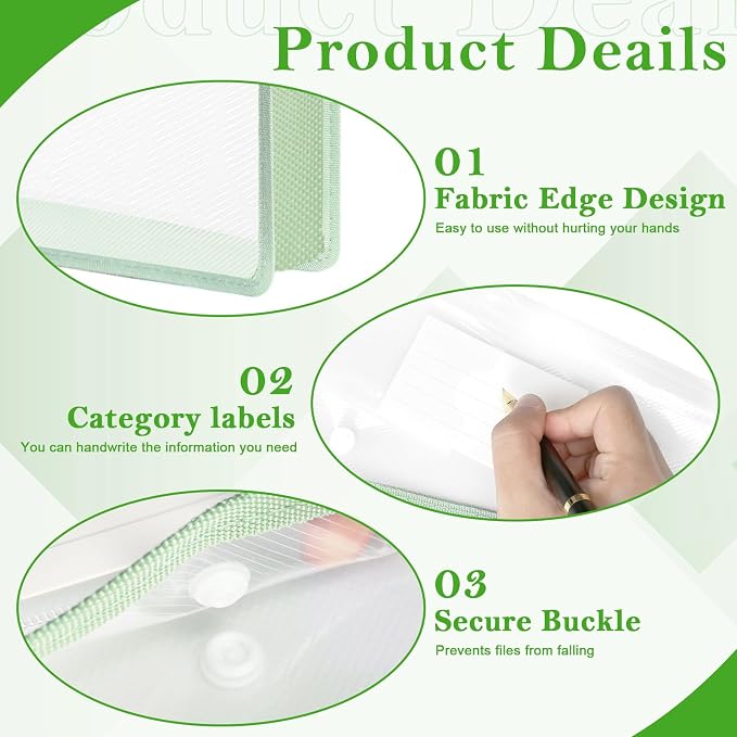 11 x 17 Inch Expandable Tabloid Size Document Folder with Label A3 Plastic Folders for Documents Expanding File Wallet Envelope Size (3, Green)