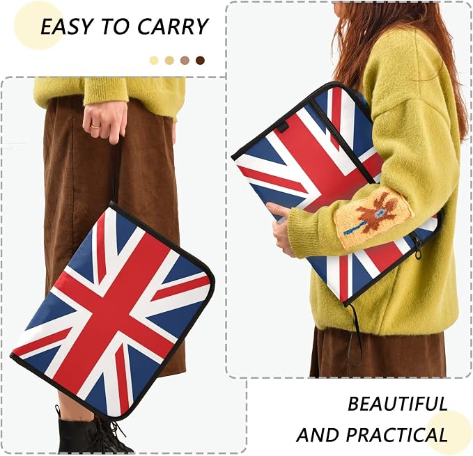 ALAZA British Flag Union Jack London 13 Pocket Expanding File Folder with Labels, Accordion File Folder File Organizer Letter A4 Paper for Office School Student