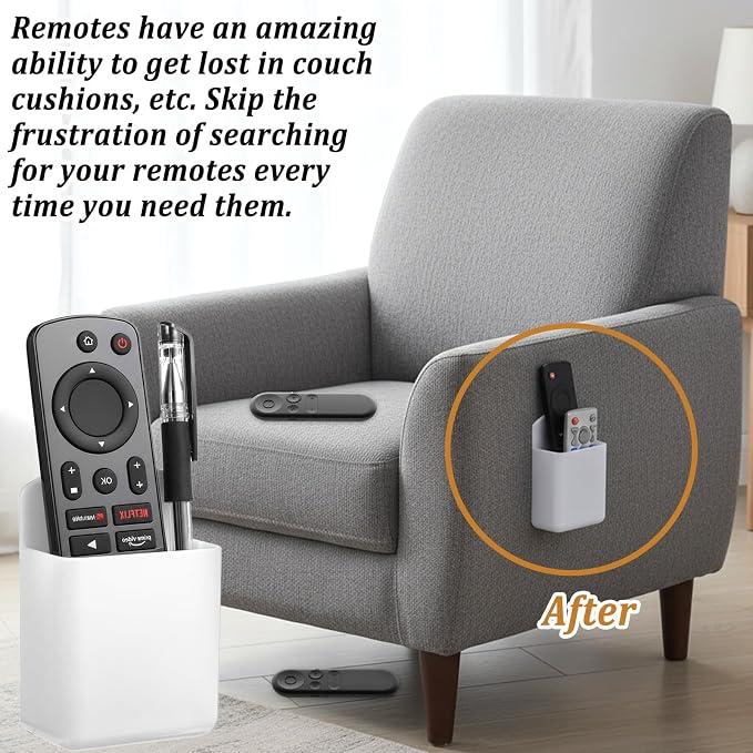 12pcs Wall Mount Remote Control Holder Organizer with Strong Adhesive Tape, ABS Plastic Storage Box for TV Remotes, Pens, Keys, Toothbrushes, Makeup Brushes, White Color