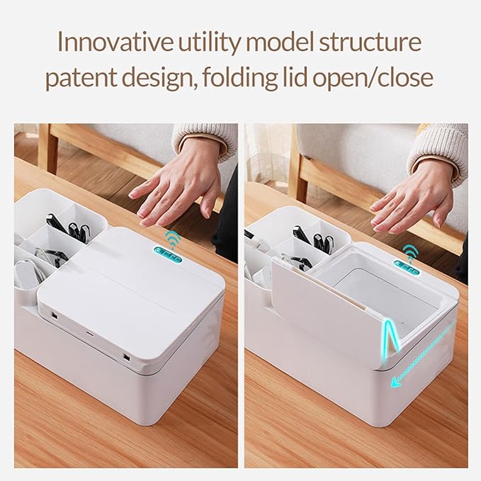 Smart Sensor Desktop Storage Box, Electric Desktop Organizer, Pencil Pen Holder Makeup Brushes Organizer with Touchless Motion Sensor for Office Supplies, Vanity Table, Home