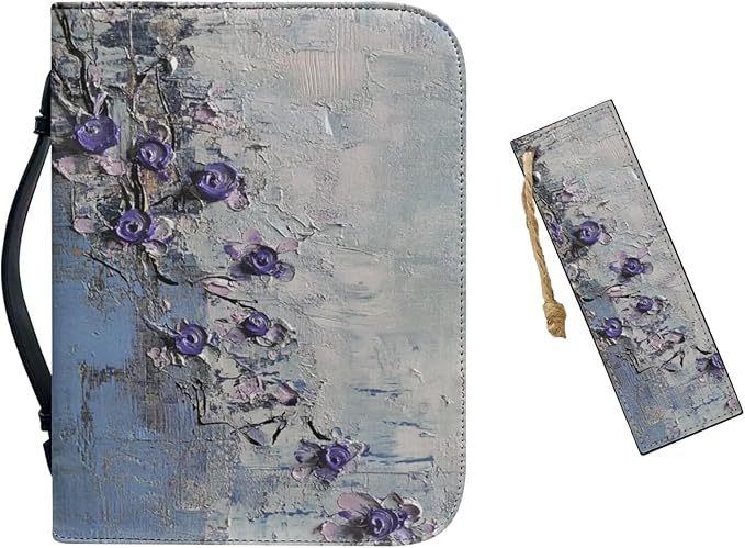 PU Bible Case, Bible Cover for Women,Bible Covers with Leather Bookmark (Set of 1), Bible Carrying Case,Art Painting,X-Large