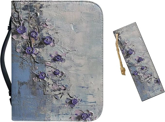 PU Bible Case, Bible Cover for Women,Bible Covers with Leather Bookmark (Set of 1), Bible Carrying Case,Art Painting,Medium