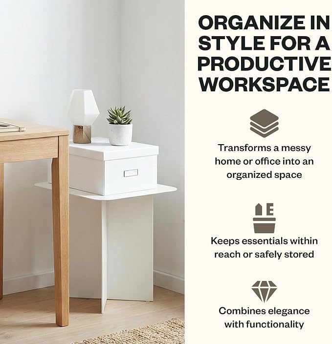 Bigso Box of Sweden Katia Collapsible Storage Box with Labelframe for Easy Identification - Simple Assembly Without Tools - Decorative Storage Boxes with Lids - 11.3in x 15.4in x 6.4in - White