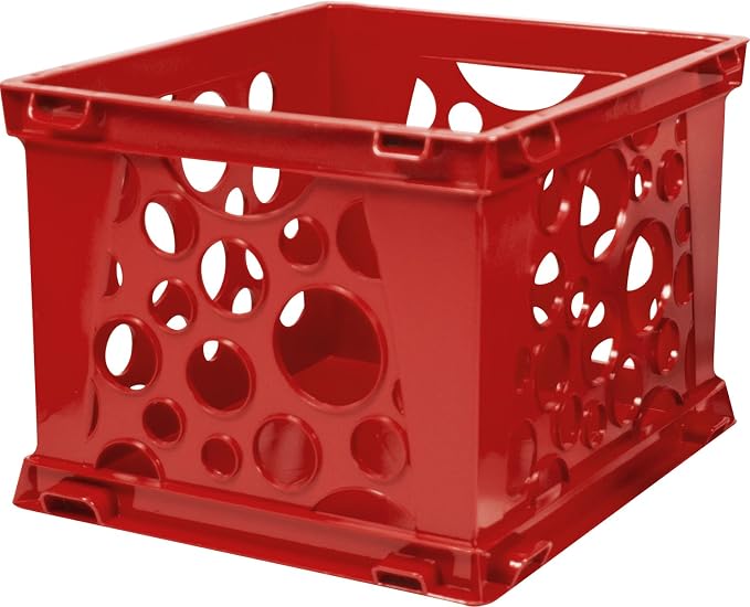 Storex Premium File Crate with Handle Cutouts – Letter and Legal Document and Folder Storage, Classroom Red, 1-Pack (61461F03C)