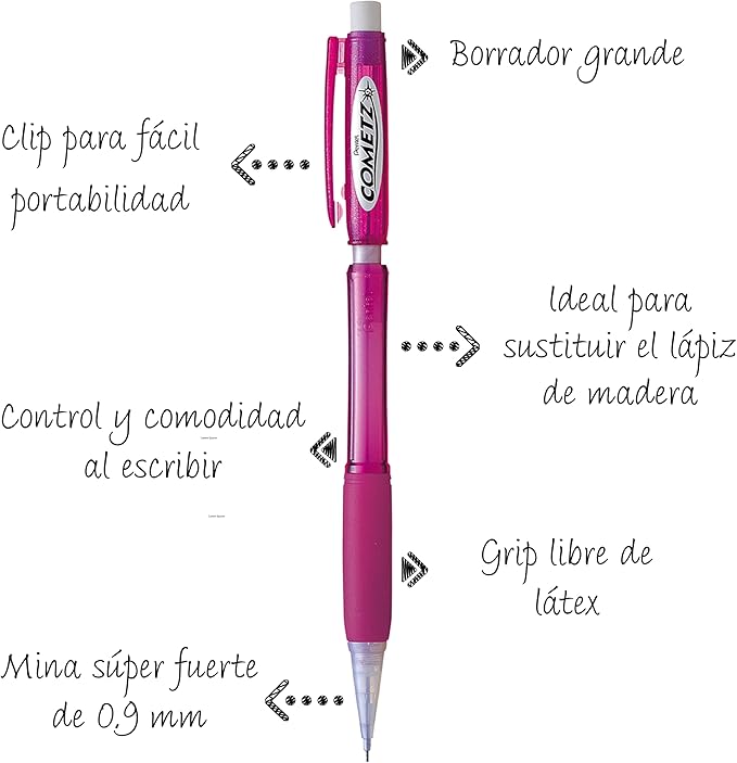 Pentel Cometz Automatic Pencil, 0.9mm, Pink Barrel, Box of 12 (AX119P)