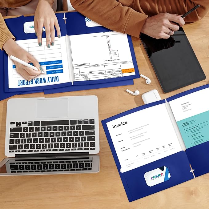 BIBRADAA® 10 Packs Blue Folders,Paper Folder Surface with Waterproofing,Letter Size,Holds 100 Plus Sheets,for School,Office,Business. (10, Blue)