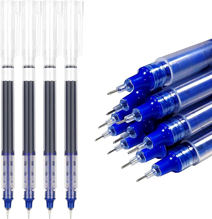 Blue Pens for School Back to School Stuff Rollerball Pens Blue Fine Point Smooth Writing Pen 12 PCS Thin Pen Fine Point for Writing Ink 0.5 Fine Tip