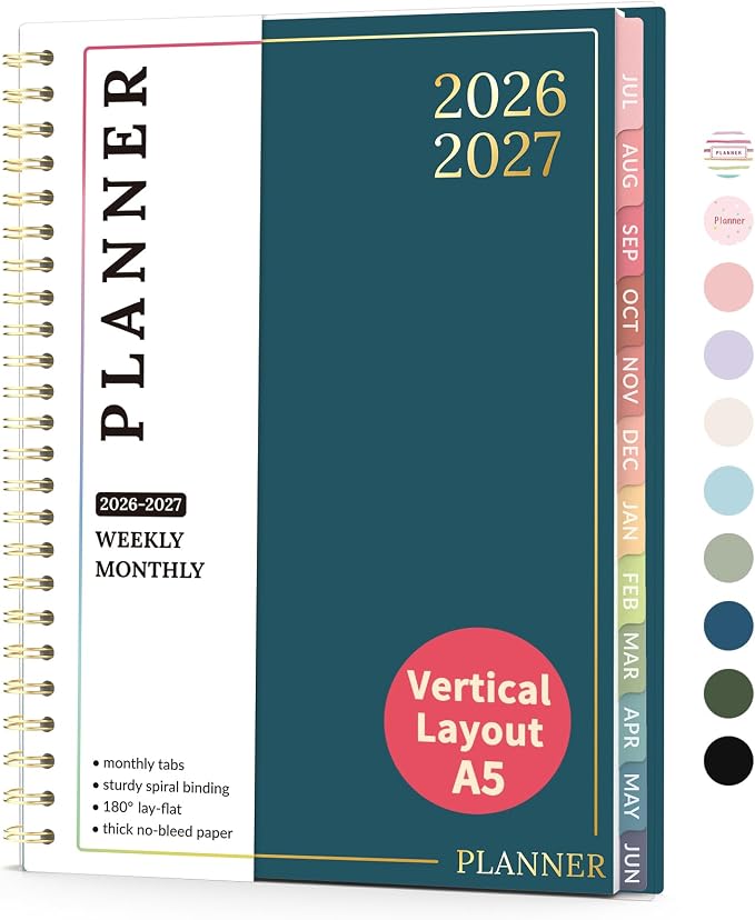Teacher Planner 2026-2027, Forvencer Academic Planner 2026-2027, Jul 2026 - Jun 2027, 6.3" x 8.5", Weekly & Monthly Planning Book with 7 Periods, School Agenda for Teacher Student, A5,Dark Blue