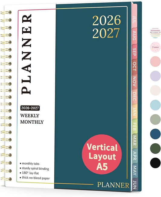Teacher Planner 2026-2027, Forvencer Academic Planner 2026-2027, Jul 2026 - Jun 2027, 6.3" x 8.5", Weekly & Monthly Planning Book with 7 Periods, School Agenda for Teacher Student, A5,Dark Blue