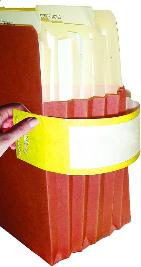Tabbies File Pocket Handles, 9.63 X 2, Yellow/White, 4/Sheet, 12 Sheets/Pack