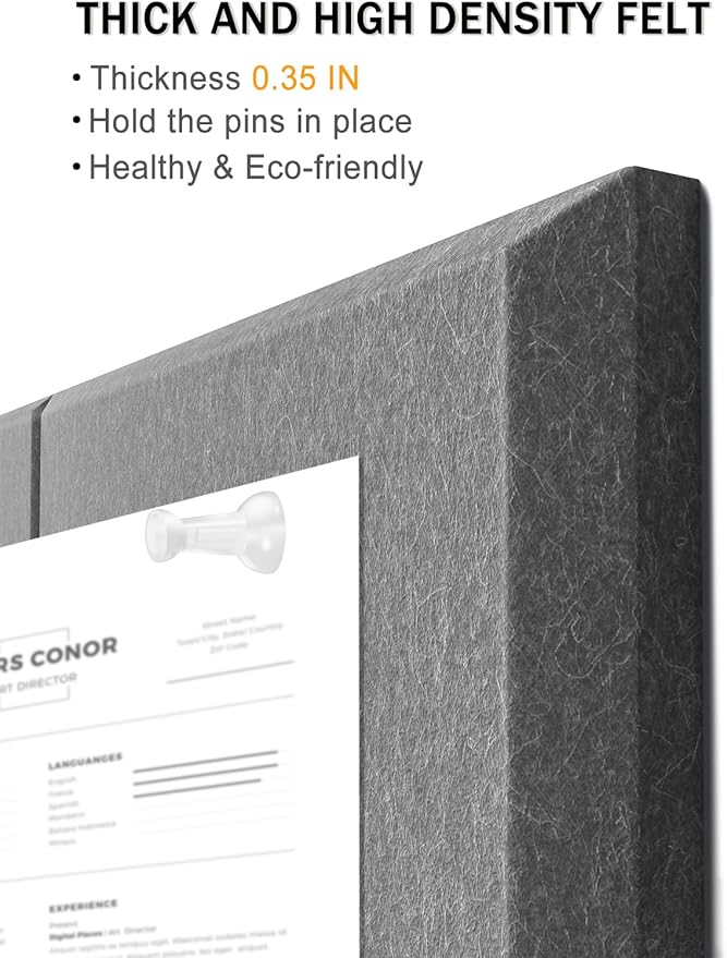 Hsurbtra Cork Board for Wall 24 x 18 Inch, 6 Pack Felt Bulletin Notice Board with Pushpins for Office Home School Farmhouse Wall Decor, Dark Gray