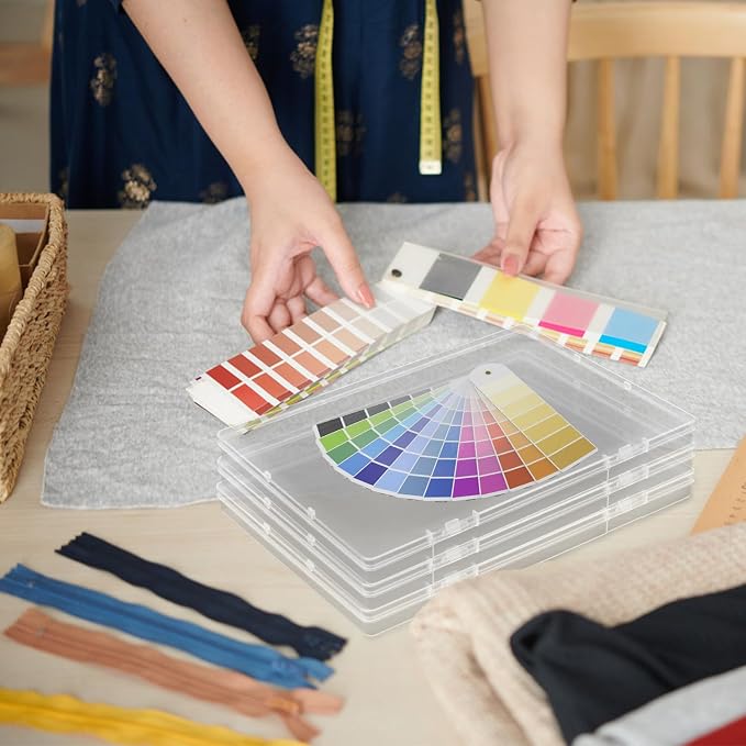 Nsmykhg A5 Clear Project Case 10 Pack, Scrapbook Paper & Photo Storage Box, Plastic File Organizer, Document Case & Magazine Protectors, A5 Stamp & sticker Storage Box, 8.6x6.1x0.7 Inches