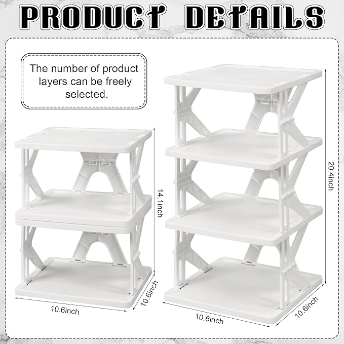 Lineshading 4 Tier Foldable Locker Organizer Shelf Foldable Storage Shelves Locker for School, Office, Gym Lockers, Dorm Room, Multi-Layer Shoe Gear Tower, Heavy-Duty No-Tool Portable Shelf(White)