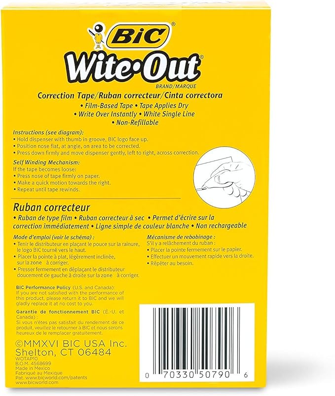 BIC Wite-Out Brand EZ Correct Correction Tape, White, 40-Count (40, Original)