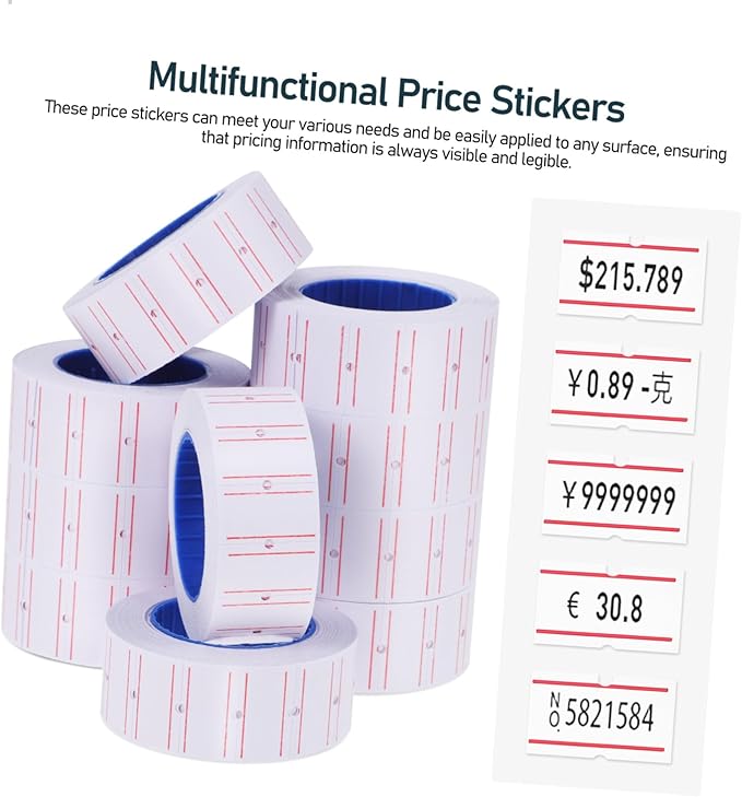 KICHOUSE 10rolls Self-Adhesive Price Labels for Efficient Retail Pricing Strong Adhesion Convenient Single Row Printing for Small Businesses and Jewelry Tags
