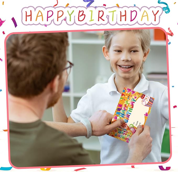72 Pcs Happy Birthday Certificates for Kids Classroom Happy Birthday Bookmark Cupcakes Cartoon Bookmark Awards for Students Mini Reward Card, 12 Styles(Dessert)