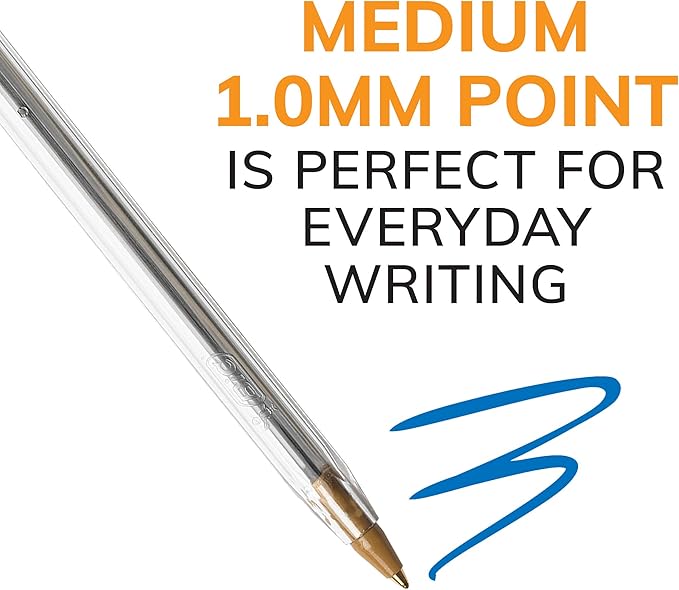 BIC Cristal Xtra Smooth Blue Ballpoint Pens, Medium Point (1.0mm), Extra Smooth and Reliable Ballpoint Pens, 12 Count (Pack of 2)