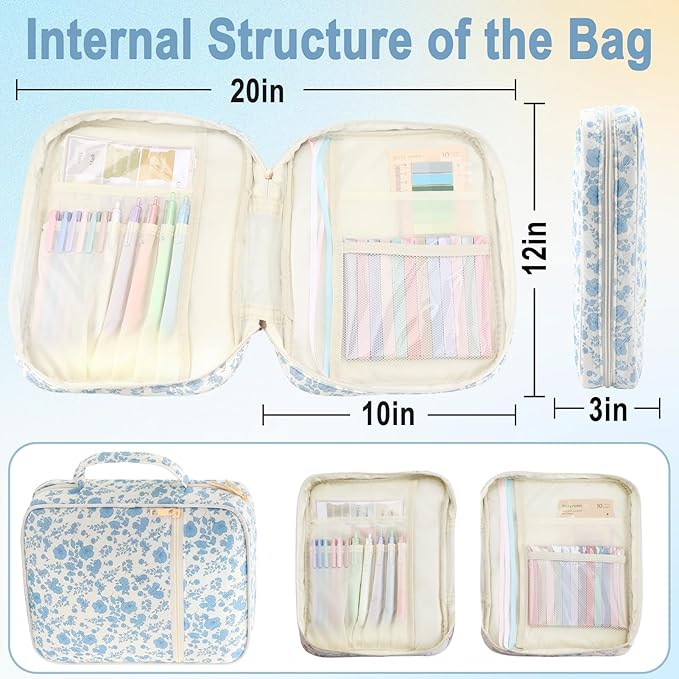 Bible Cover Case Study Supplies for Women Gifts Large Bible Cover with Highlighters Pens Tabs Cute Quilted Carrying Case Journal Kit Accessories Christian Gifts Sticky Notes A