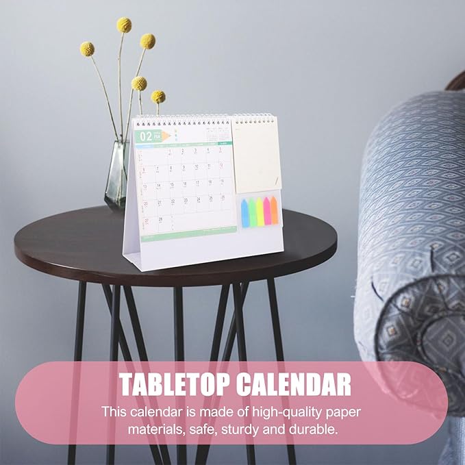 Mobestech Creative Desktop Planner Calendar with Memo Space Sturdy Multifunctional Monthly Schedule Organizer for Home Office Assorted Color
