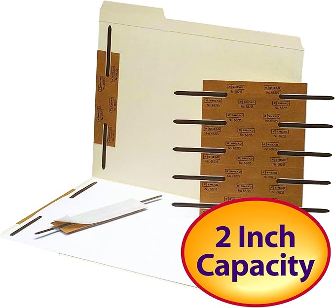Smead 100 Count 2 Prong Metal Fasteners, 2" Capicity, Brown