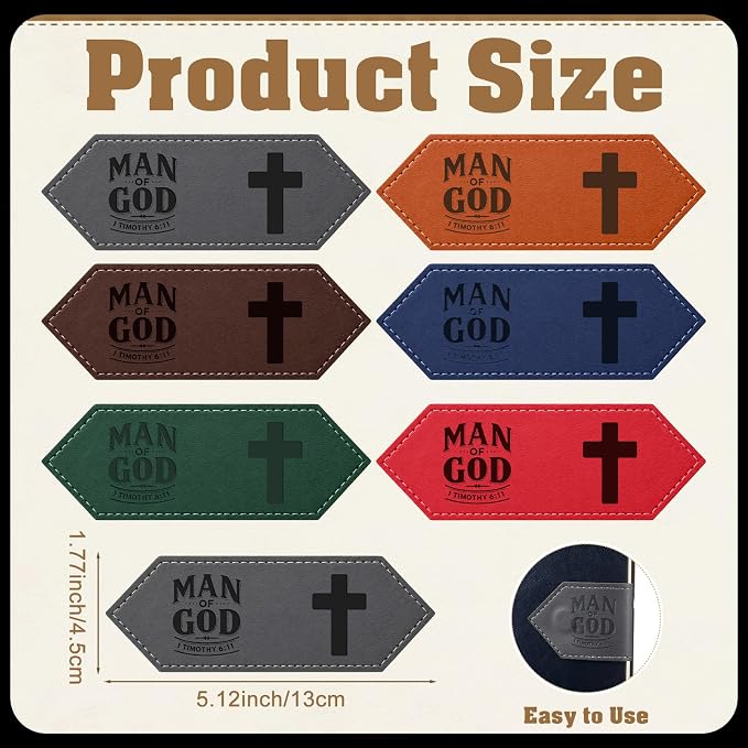 Colarr 18 Sets Christian Gifts for Men, Man of God Magnetic Leather Bookmarks with Bible Verse Cards & OPP Bags, Religious Gifts for Father's Day, Church, Pastor, Priest, BibleStudy (Magnetic)