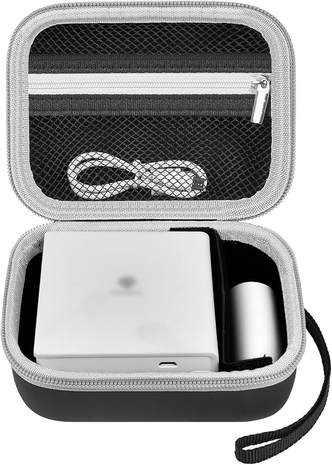 Case Compatible with Phomemo M02/ T02/ M02S/ M02 pro/ Q30S/ M02X Inkless Sticker Photo Printer. Mini Portable Printer Storage Carrying Holder for Label Maker, Thermal Paper, USB Cable (Box Only)-Black