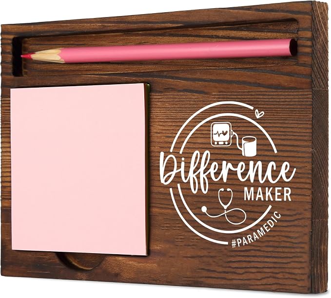 Paramedic Difference Maker Appreciation Gift for First Responders EMS Workers Emergency Medical Technicians, Durable and Stylish Desk Organizer, Work Desk Retro Note Pad Holder SDZ335