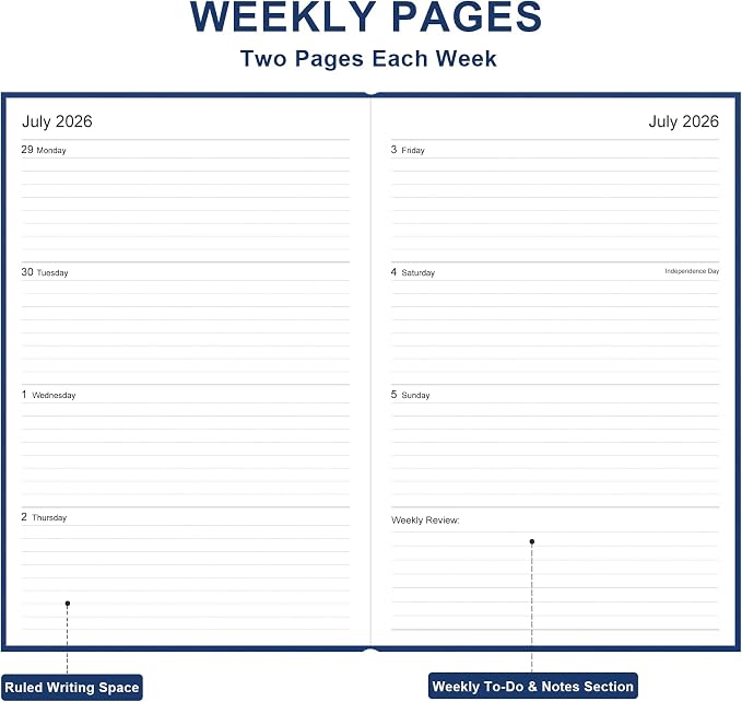 2026-2027 Planner - Weekly & Monthly Planner from July 2026 to June 2027, 5.8'' × 8.3'' Agenda 2026-2027 with Inner Pocket, Elastic Band, Hard Cover, Perfect Daily Organize, Blue