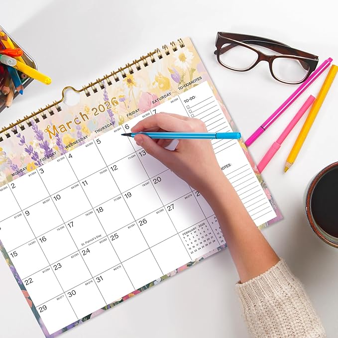 2026-2027 Wall Calendar - Includes January 2026 to June 2027, 18-Month Paper Wall Calendar 11 x 8.5 Inches.Thick Paper with Julian Dates and Block for New Year and Christmas Holidays To-dos ＆ Notes (F)